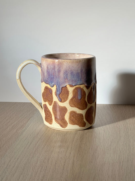 Print purple mug white clay