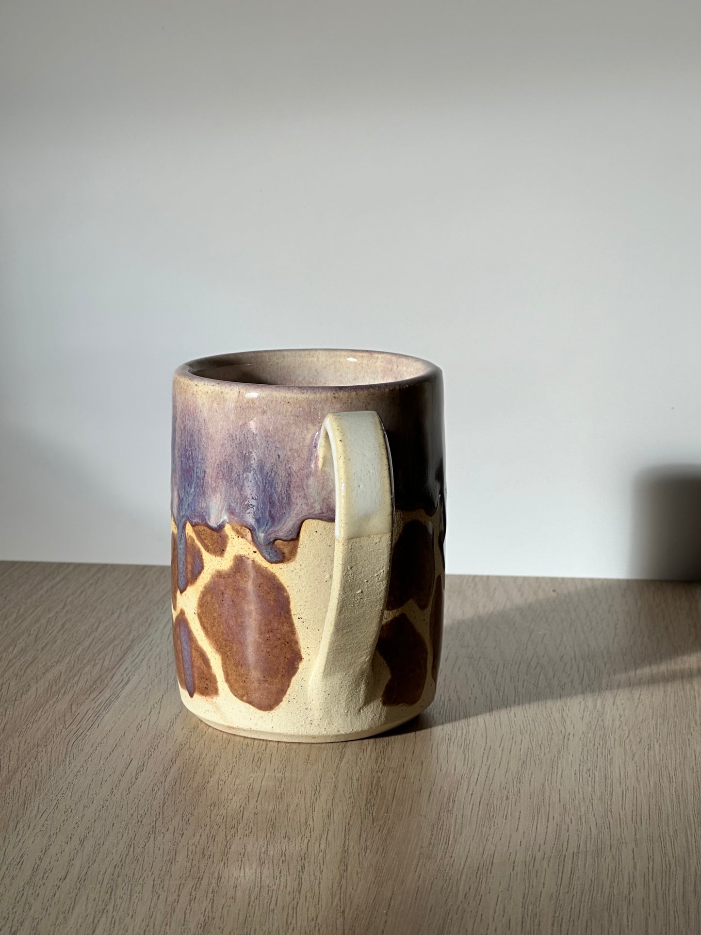 Print purple mug white clay