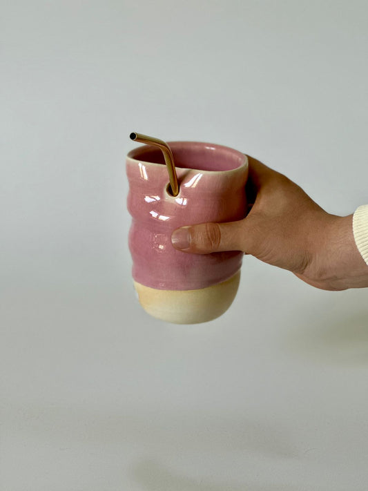 Coffee cup Pink with Straw