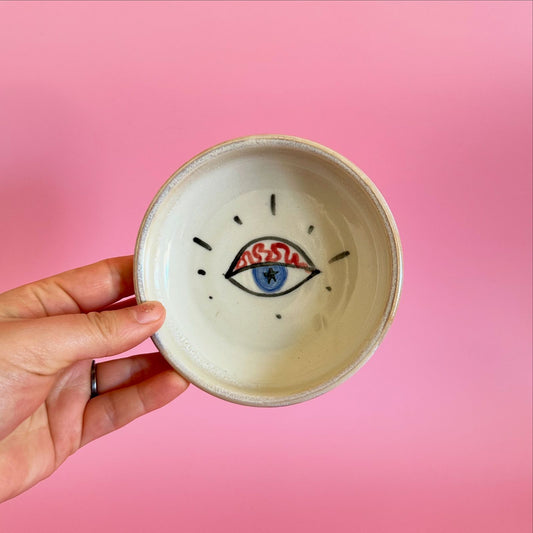 Ceramic small plate Eye illustrated