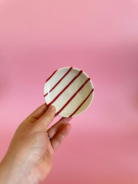 Mini ceramic plate Ceramic plate  red stripes