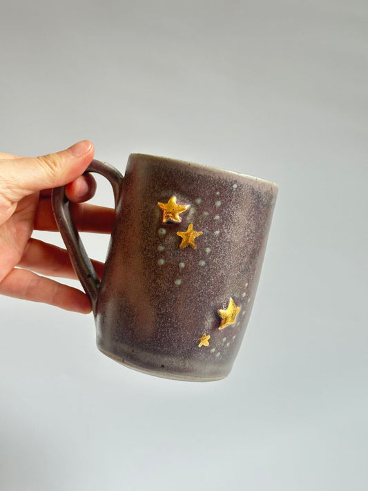 Stars gold mug purple gray